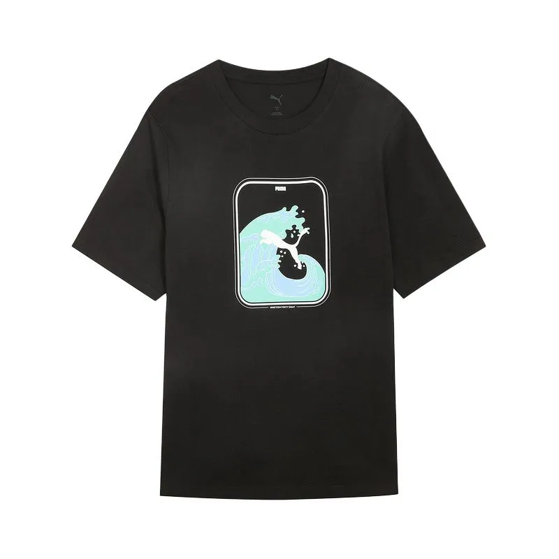 PUMA T-Shirts Men's Black Crew Neck Moderate