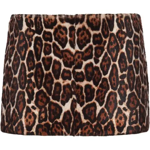 PRADA Animal print Shearling Miniskirt