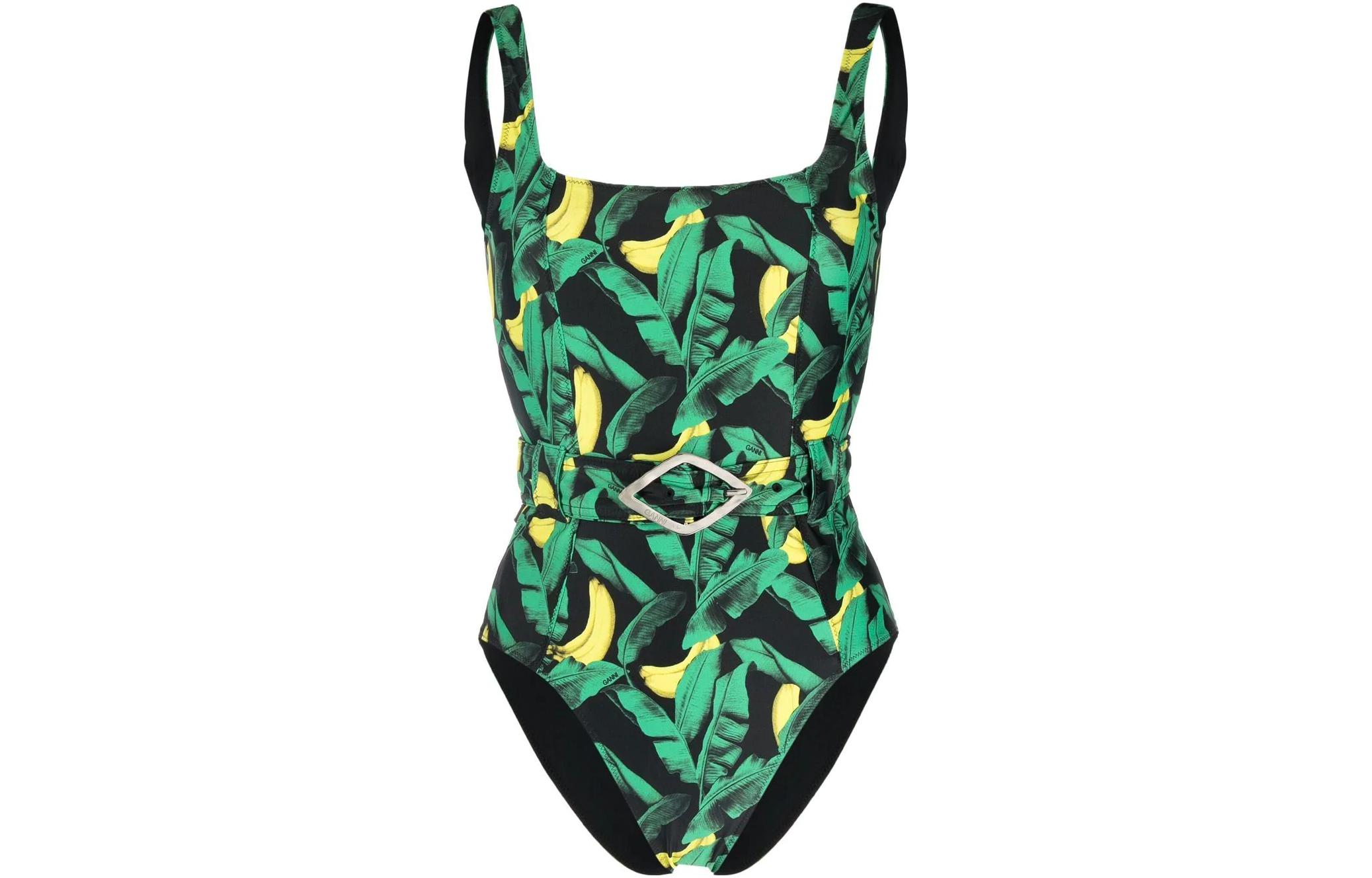 GANNI One Piece Swimsuits Women's Green Triangle One Piece Swimsuit