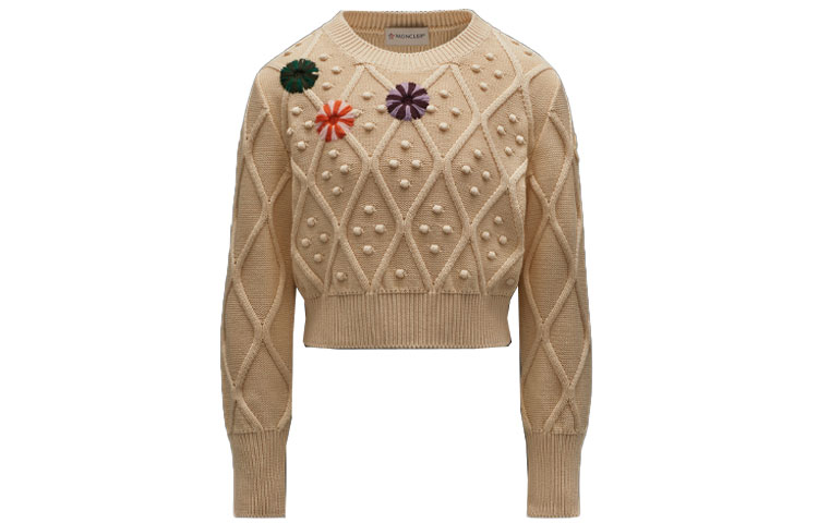 Женский свитер Moncler Floral Embroidery (бежевый)