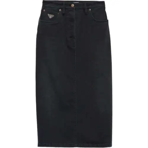 PRADA Slit Denim Midi skirt