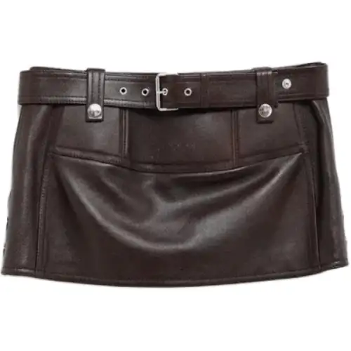 GUCCI Leather Short Skirts Women's Black