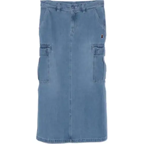 A BATHING APE Casual Long Skirt Women's Blue