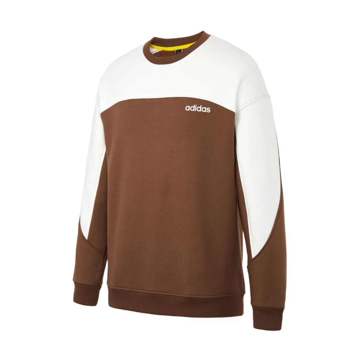 Adidas Sports Lifestyle Collection, Fleece Lined Casual Minimalist Style Pullover Long Sleeved Sweatshirt Unisex Brown