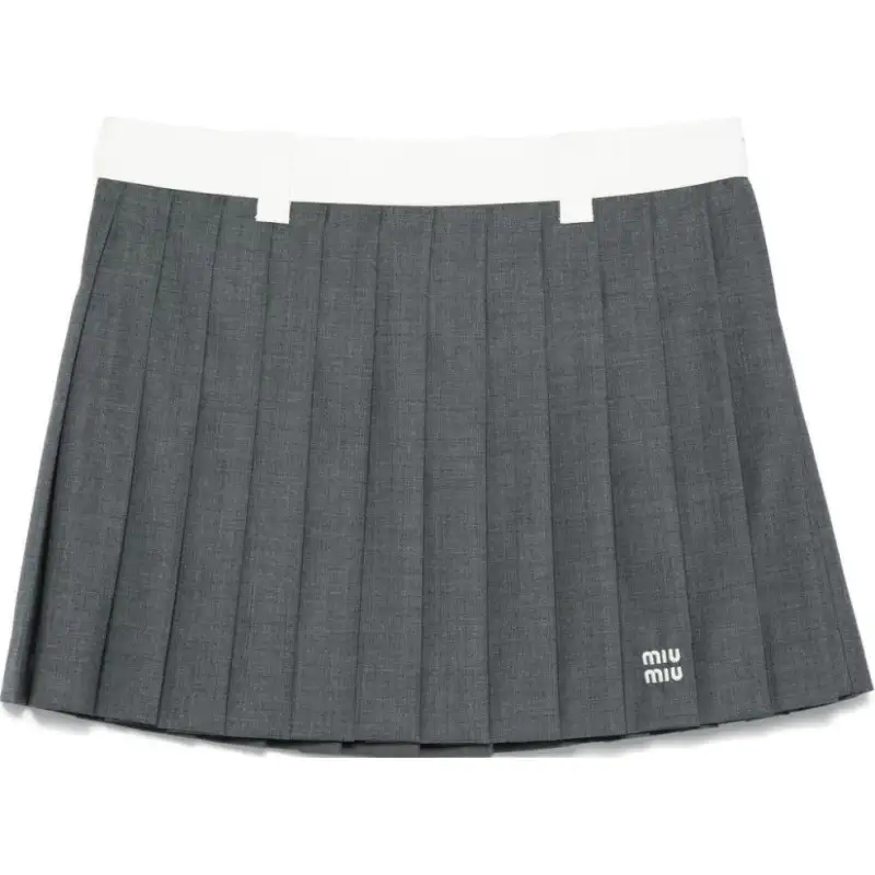 MIU MIU Miu Miu solid color pleated short pleated casual skirt women's gray