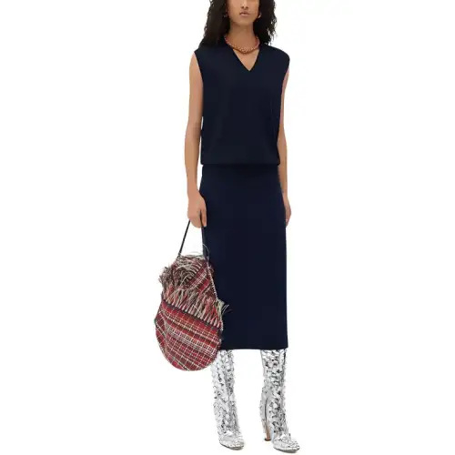 Bottega Veneta High Rise Midi Skirt