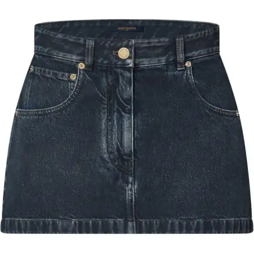 LOUIS VUITTON Nautical Lv Patch Denim Mini Skirt