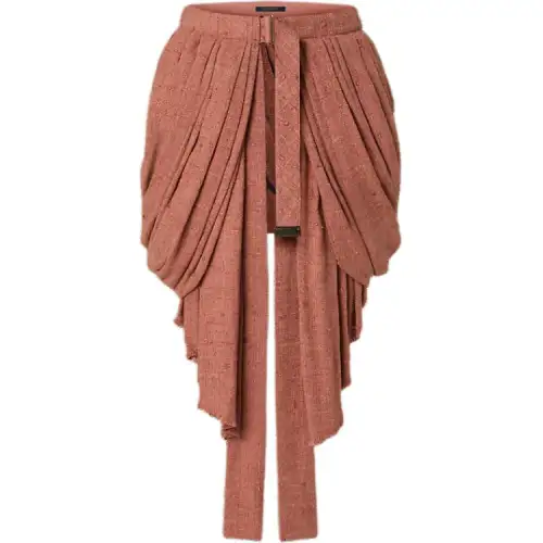 LOUIS VUITTON Draped Linen Layering Skirt Casual Short Skirts Women's Rusty Red