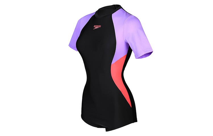 Speedo One Piece Swimsuits Women’s Black/Purple Square Leg One Piece Swimsuit