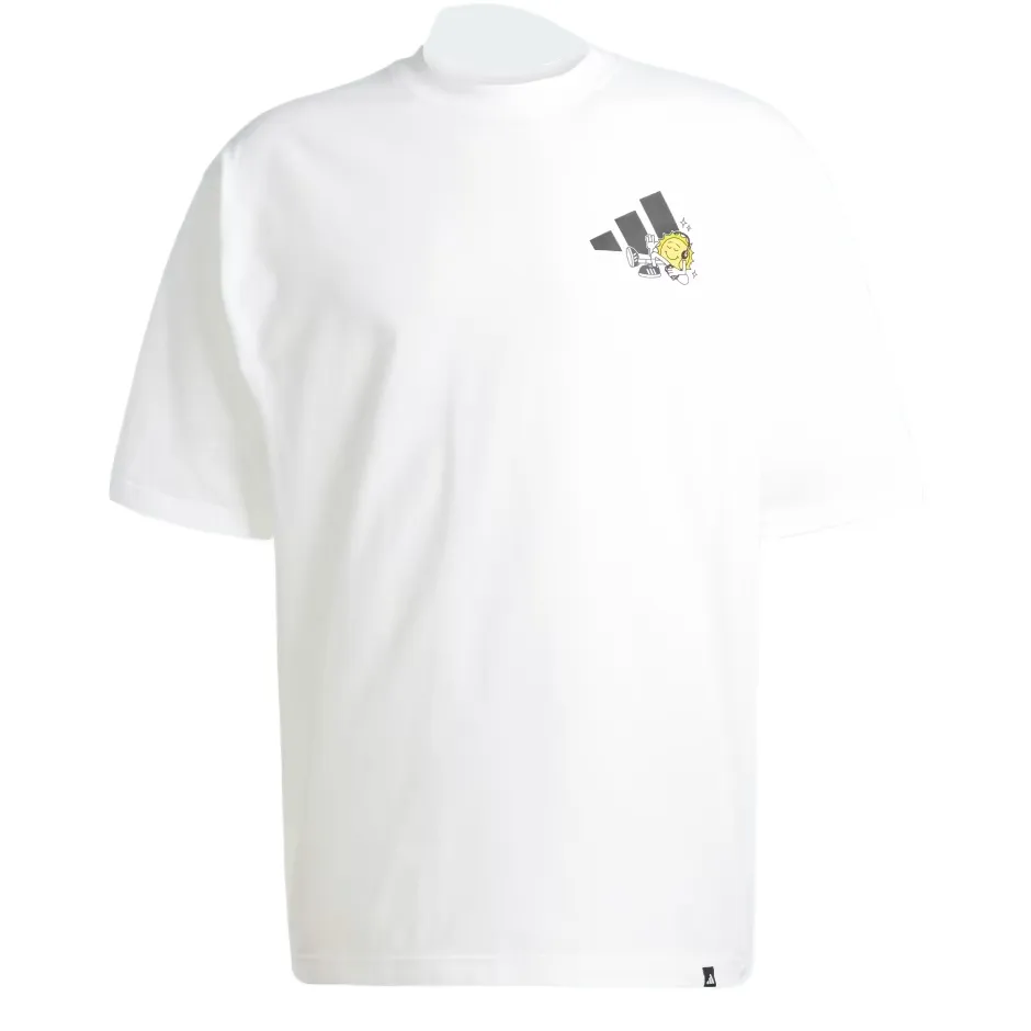 Adidas T-Shirts Men's White Crew Neck Moderate Straight Fit