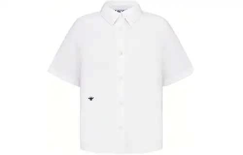 DIOR White children's shirt, children's clothing, with embroidery, with short sleeve