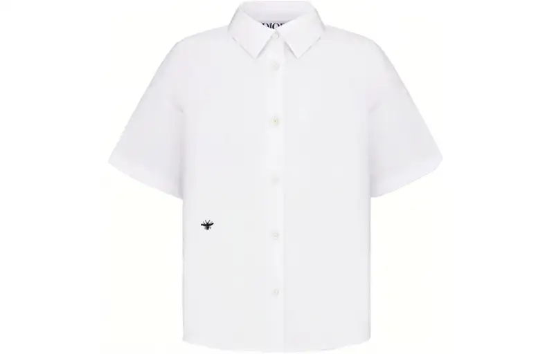 DIOR White children's shirt, children's clothing, with embroidery, with short sleeve