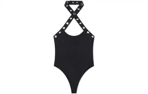 OFF-WHITE eyelet-embellished halterneck swimsuit