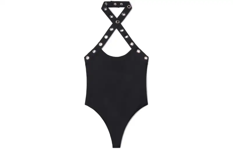 OFF-WHITE eyelet-embellished halterneck swimsuit
