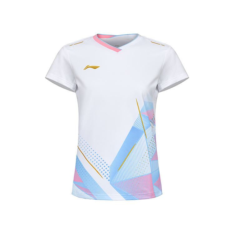 Li Ning Badminton Jerseys Women’s White Crew Neck Thin