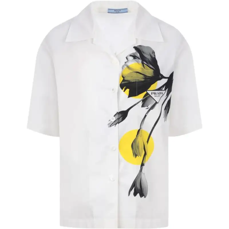 PRADA Shirts Men's White Lapel Moderate Other