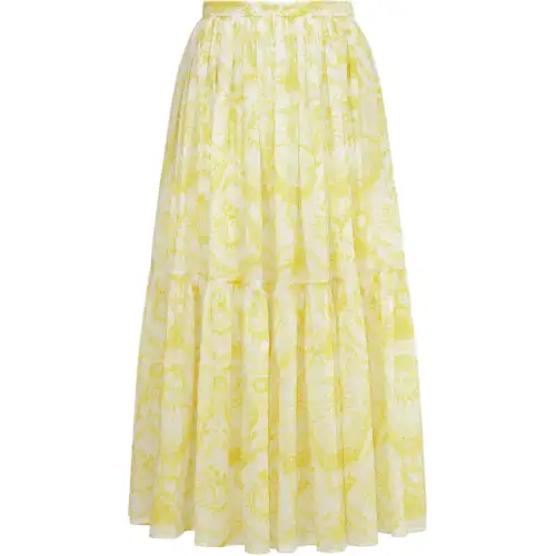 DIOR Dioriviera Mid Length Skirt Casual Long Skirt Women's Yellow