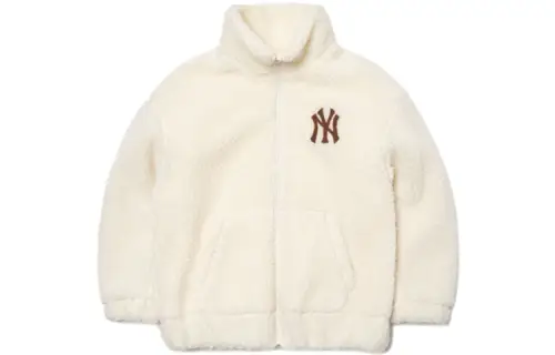 MLB Velvet classic keep warm white children's jacket, children's clothing, ivory