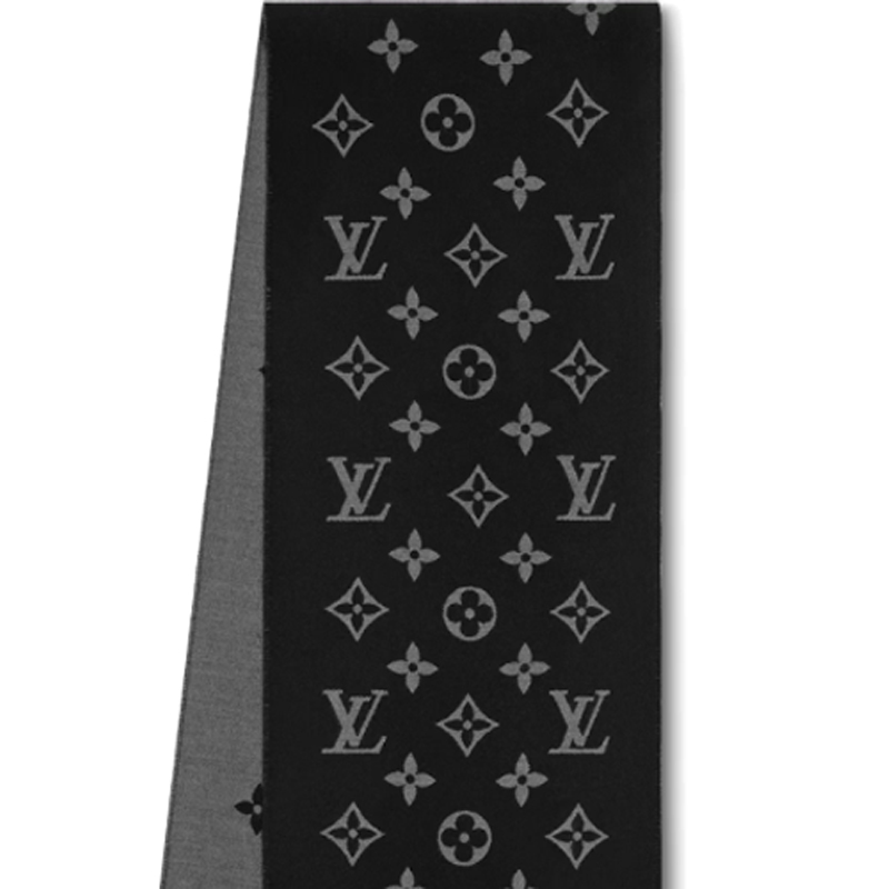 Шарф Louis Vuitton Logo Monogram / (черно-серый) — фото 3