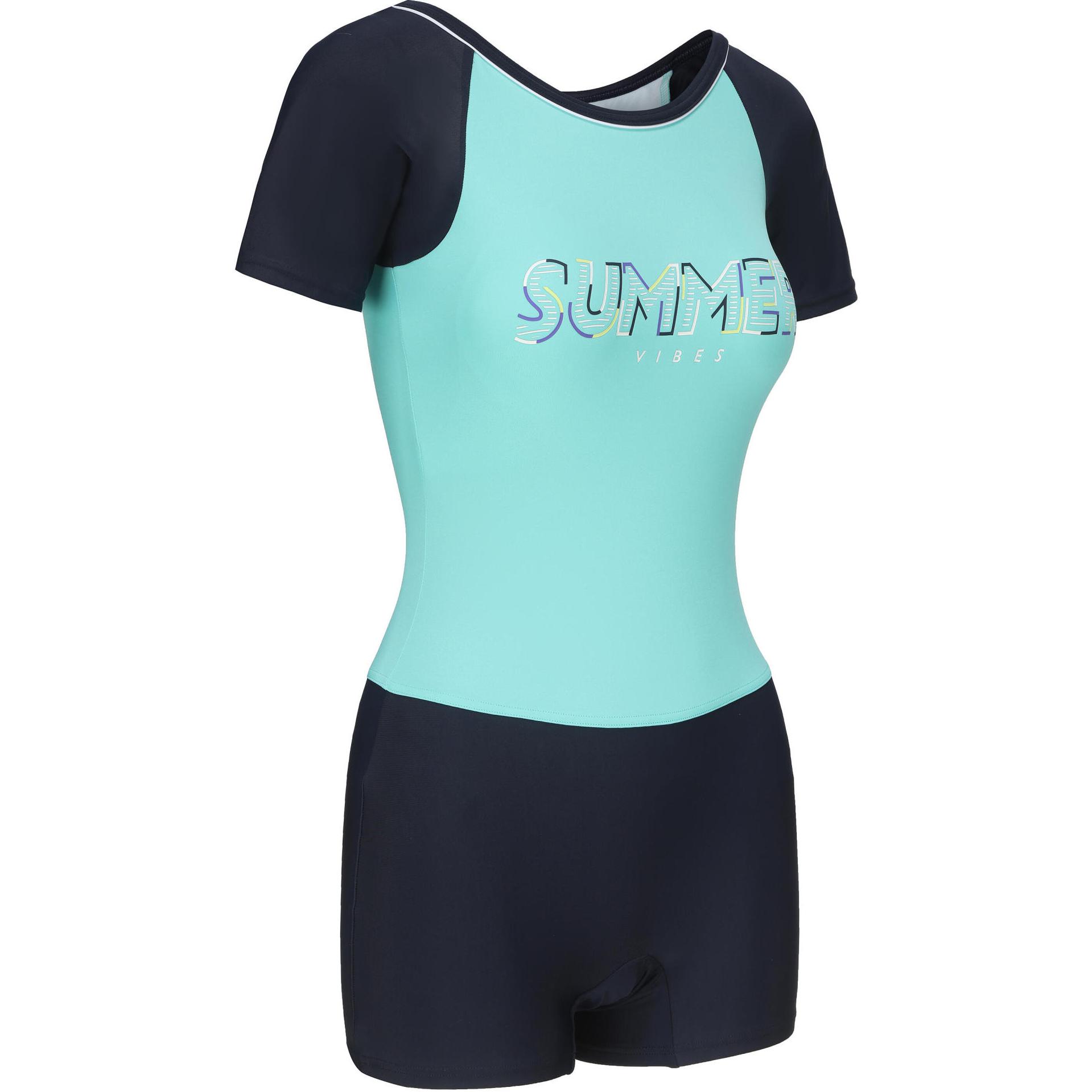 DECATHLON UNA SUMMER MINT One piece Swimsuit Women’s Teal/Gray Blue/Light Pink Purple