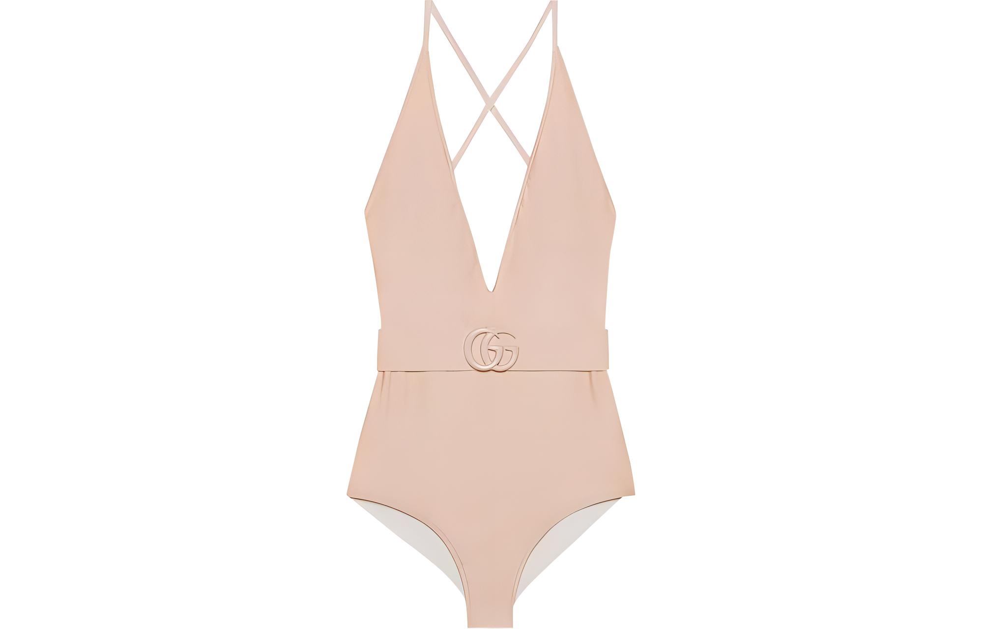 GUCCI Sparking Jersey Double G Swimsuit Ivory