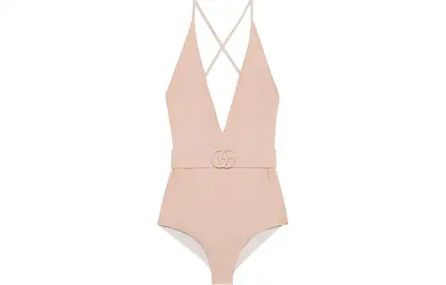 GUCCI Sparking Jersey Double G Swimsuit Ivory