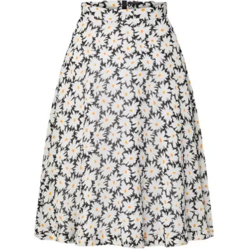 LOUIS VUITTON Daisy Print Silk Skirt