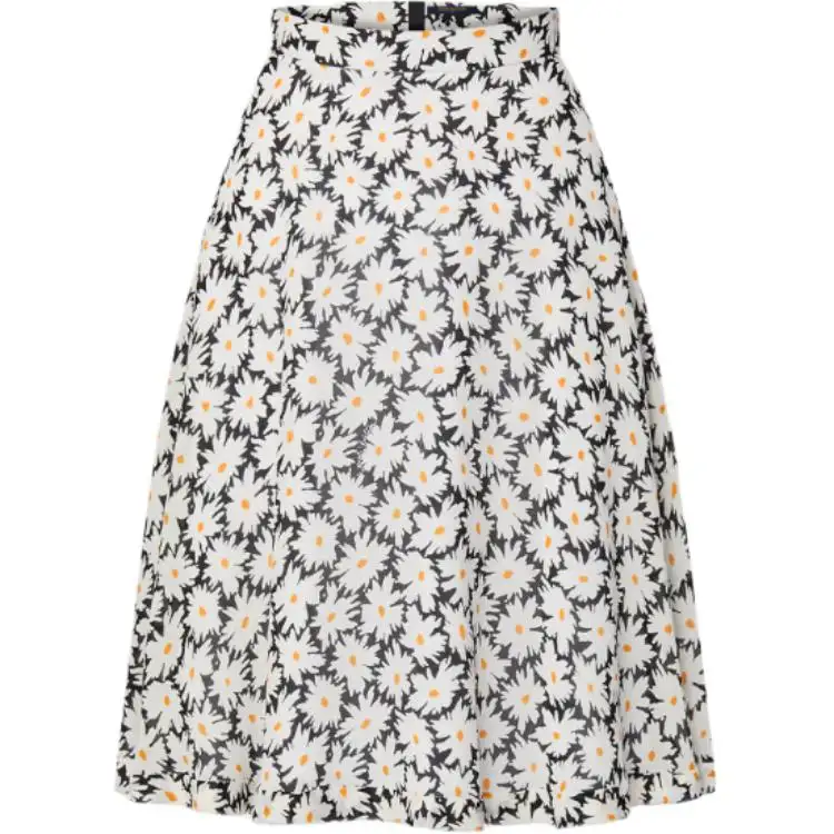 LOUIS VUITTON Daisy Print Silk Skirt