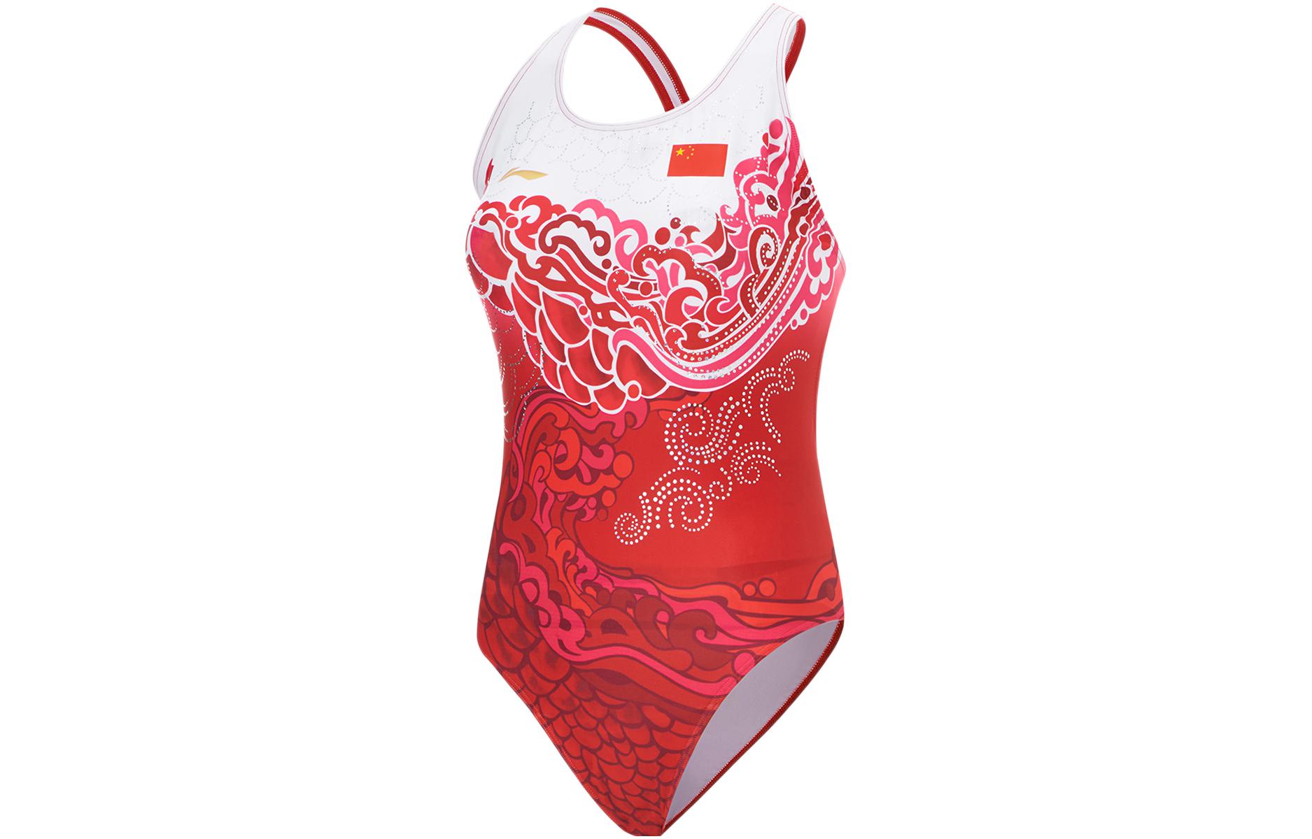 Li Ning Table Tennis Collection One piece Swimsuit Women’s Bull Red