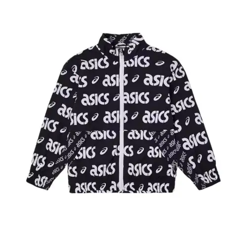 Asics, fashionable black children's jacket with zipper