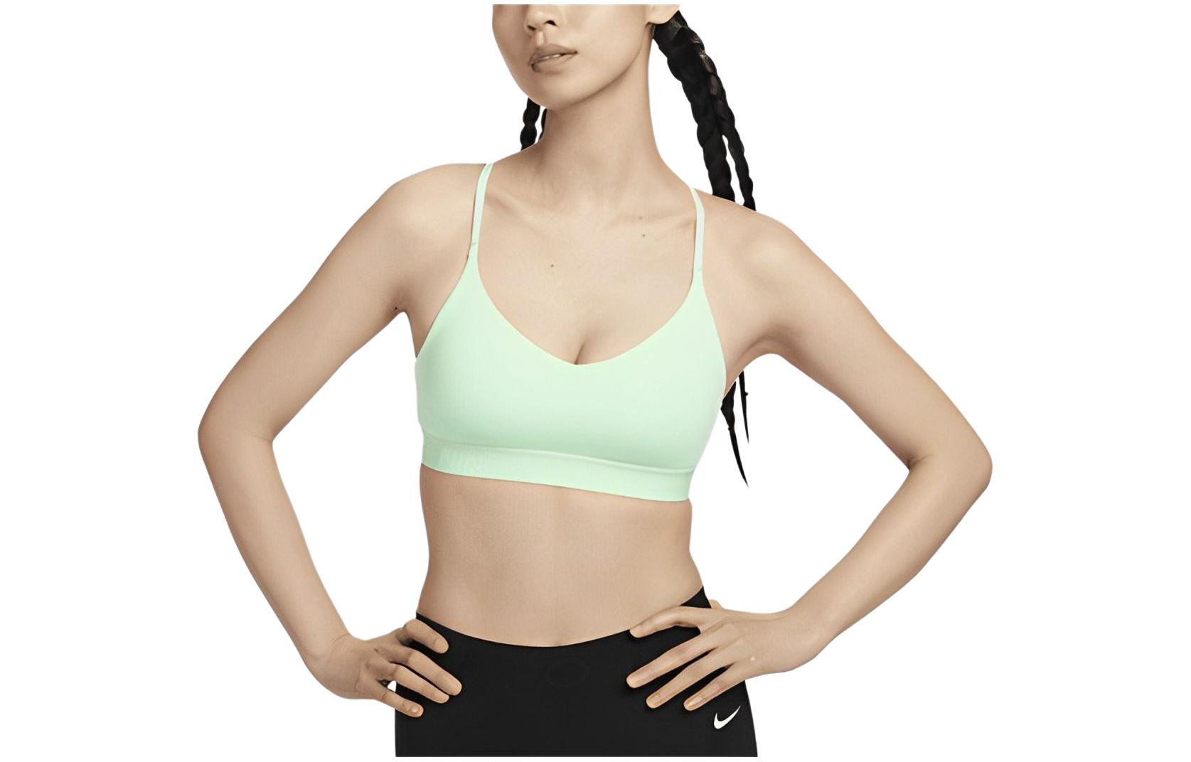 Nike Indy solid color outdoor leisure training adjustable low-intensity support quick-drying sports bra women's steam green