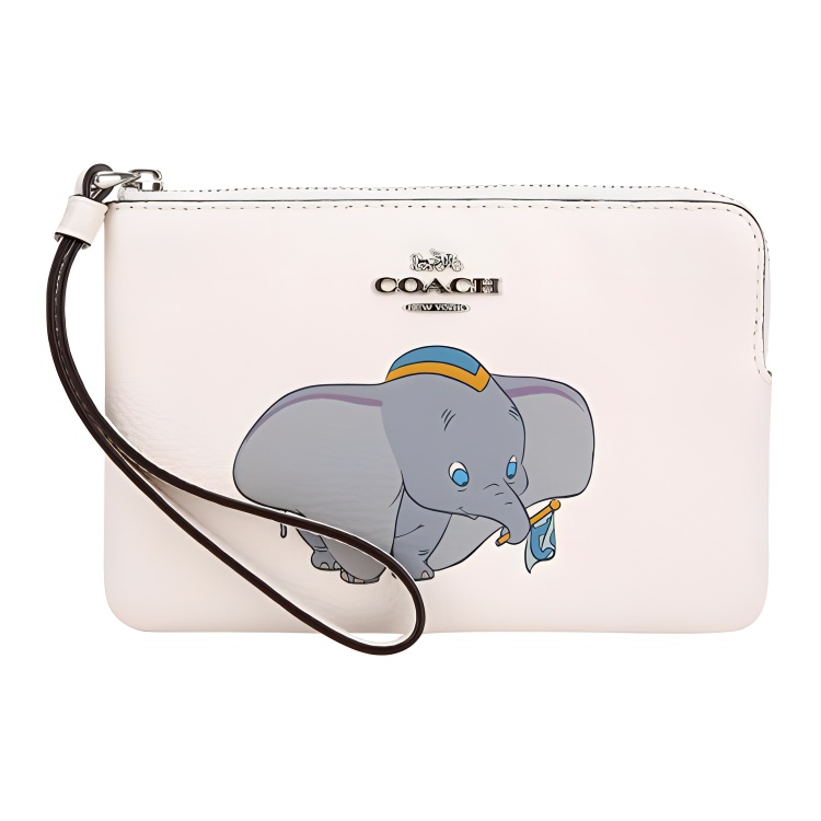 COACH X Disney Collaboration Corner Zip Leather Clutch Small Women's Cream White