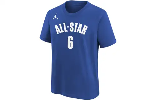 Jordan LeBron James Los Angeles Lakers All-Star Essential Alphanumeric Print Round Neck Short Sleeve T-Shirt Los Angeles Lakers Children's Blue