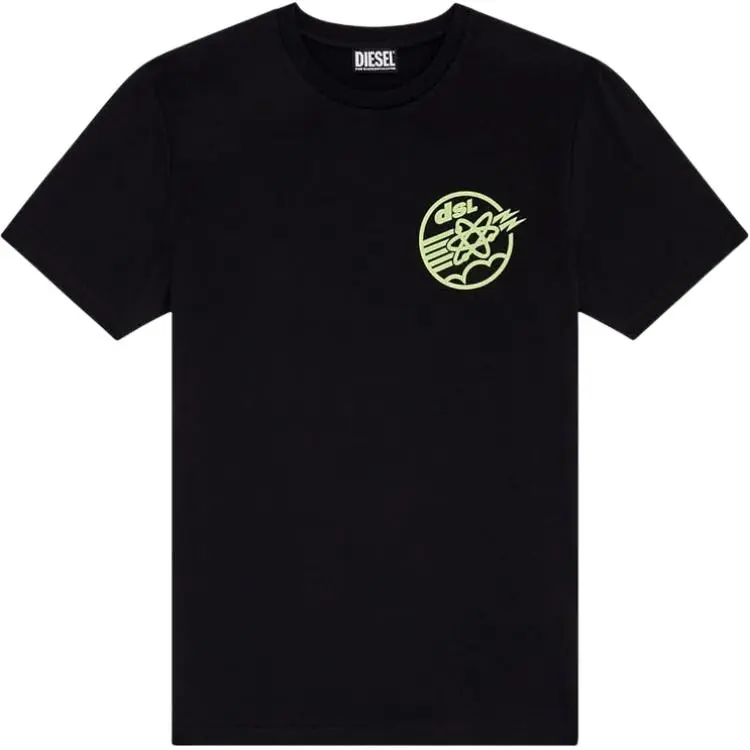 DIESEL T-Shirts Men's Black Crew Neck Moderate Straight Fit