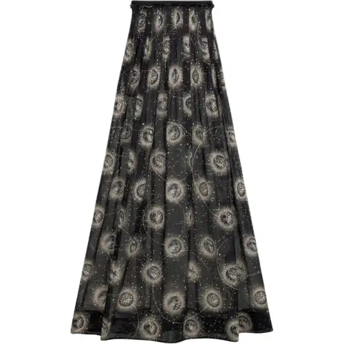DIOR Long Flared Skirt Casual Long Skirt Women's Black