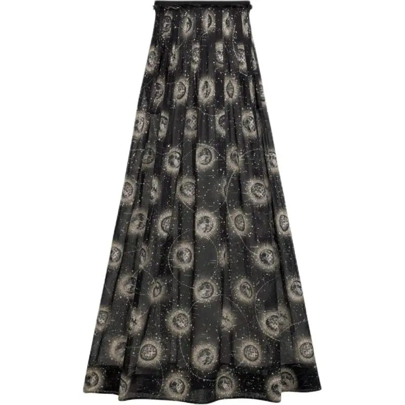 DIOR Long Flared Skirt Casual Long Skirt Women's Black