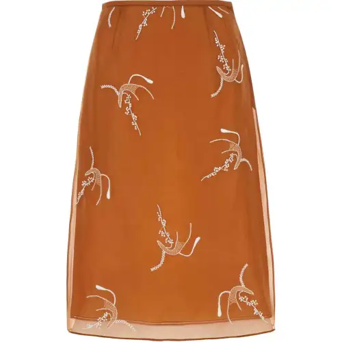 Prada Pattern-Embroidered Skirt