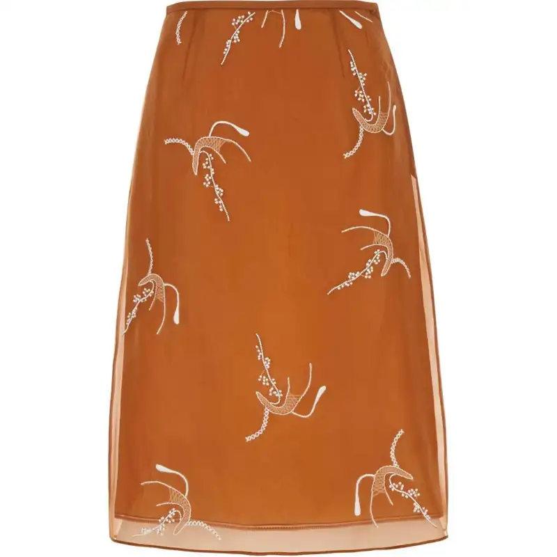 Prada Pattern-Embroidered Skirt