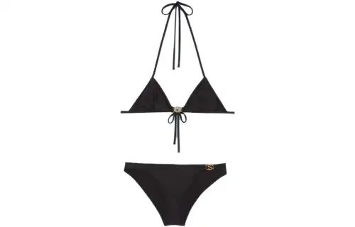 GUCCI Gg Stretch Jersey Bikini Black/Gold tone