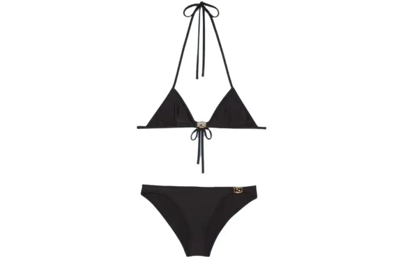 GUCCI Gg Stretch Jersey Bikini Black/Gold tone