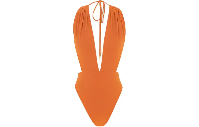 SAINT LAURENT Backless V-Halter Swimsuit