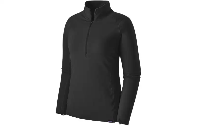 Patagonia Cap TW Solid Color Stand Collar Slim Long Sleeve Sports Thermal Bra Women's Black