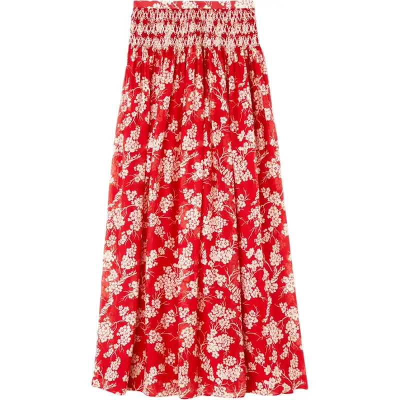 Loro Piana SS24 Casual Long Skirt Women's Tango Red
