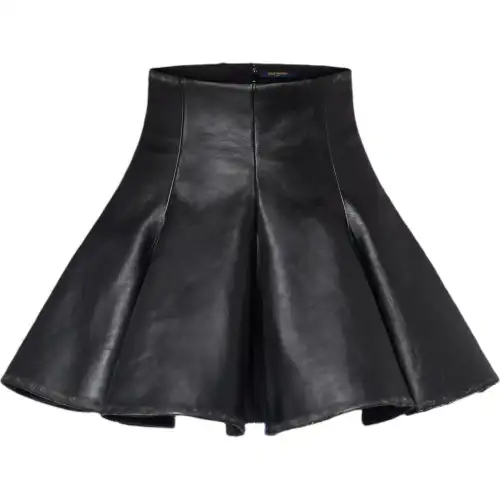 LOUIS VUITTON FW24 Leather Short Skirts Women's Black