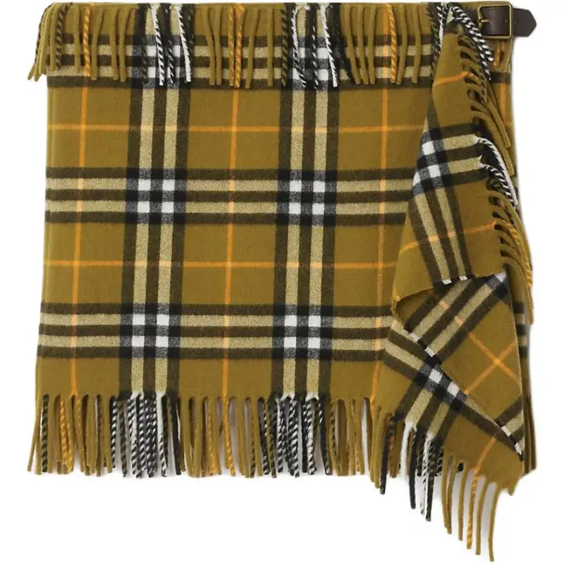 Burberry Checked Fringe Detailed Mini Skirt