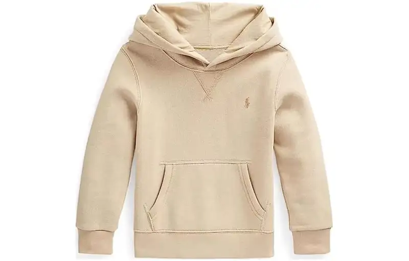 Polo Ralph Lauren Beige children's long-sleeve with hood, children's clothing, logo embroidery service