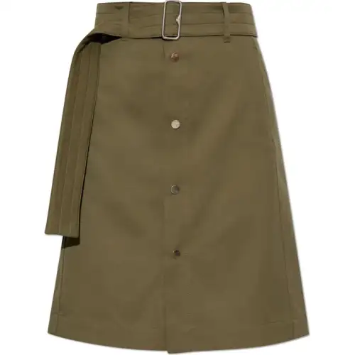 Burberry Long Canvas Trench Skirt Khaki