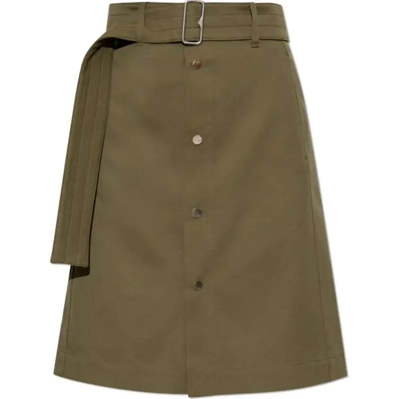 Burberry Long Canvas Trench Skirt Khaki