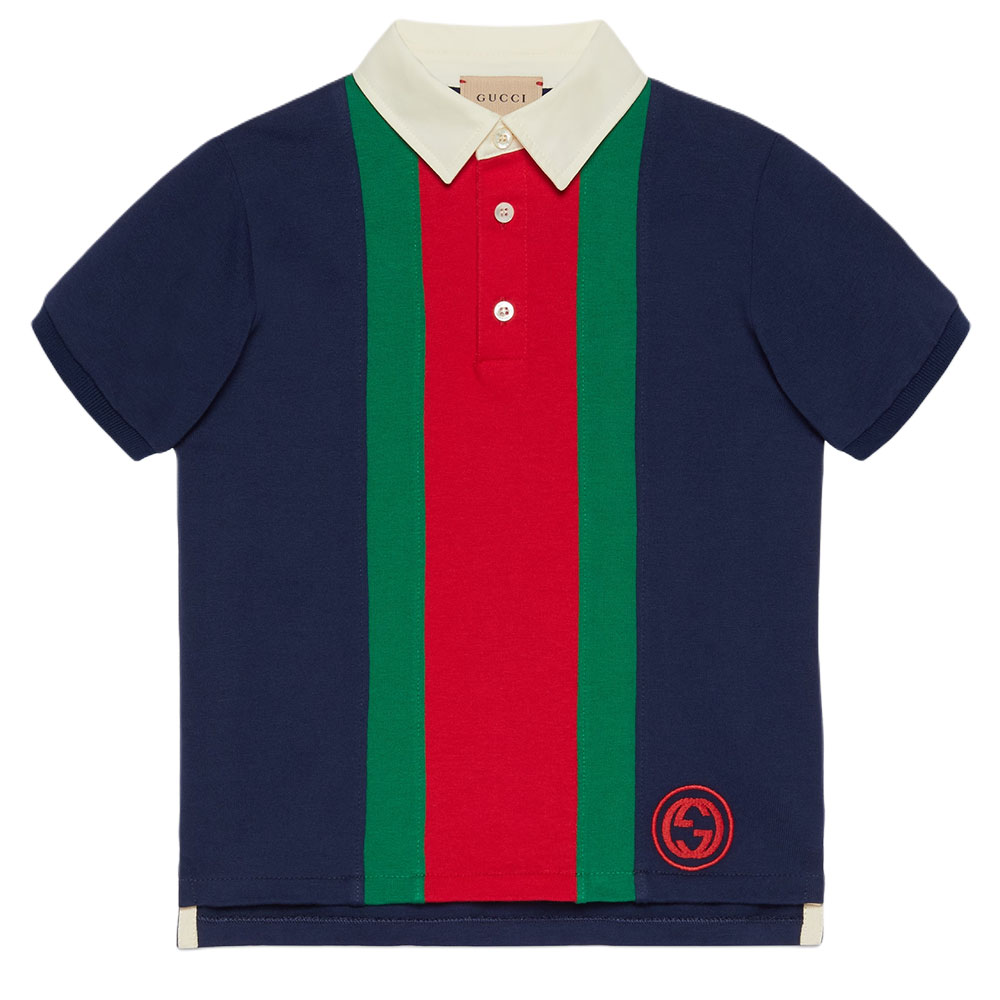 Мужская футболка поло Gucci (черно-красная)