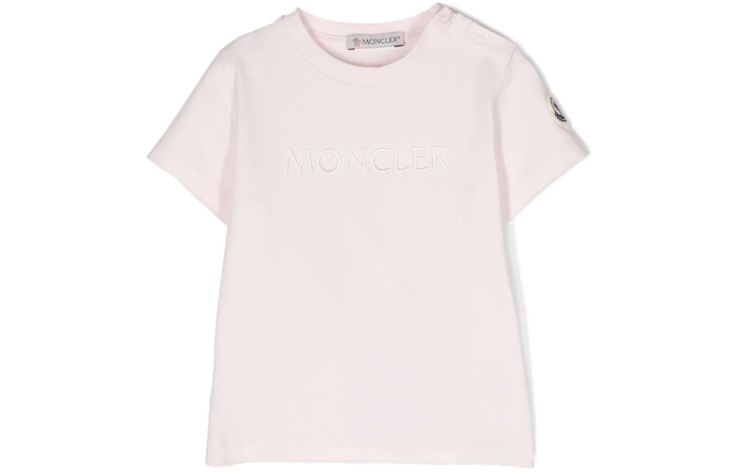 Женская футболка Moncler (светло-розовая)